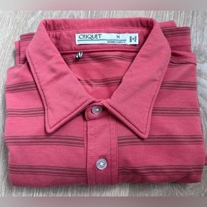 Criquet|SS Polo|Coral Red w/Stripes|SZ‎ M